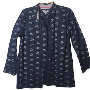 Tommy Hilfiger Sailboat Button Down Long Cotton Shirt